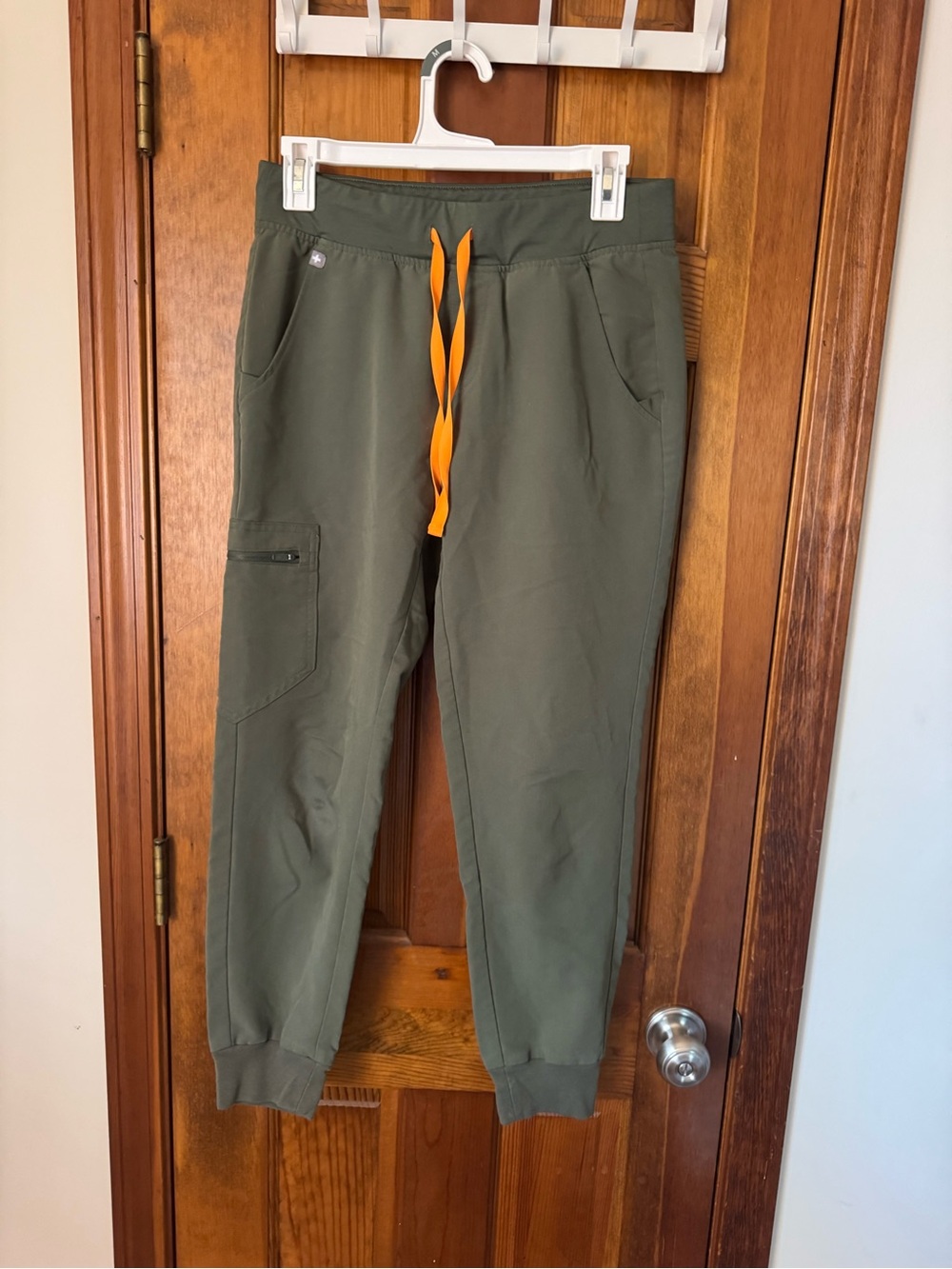 Figs Olive Green Jogger Pants with Orange Drawstring